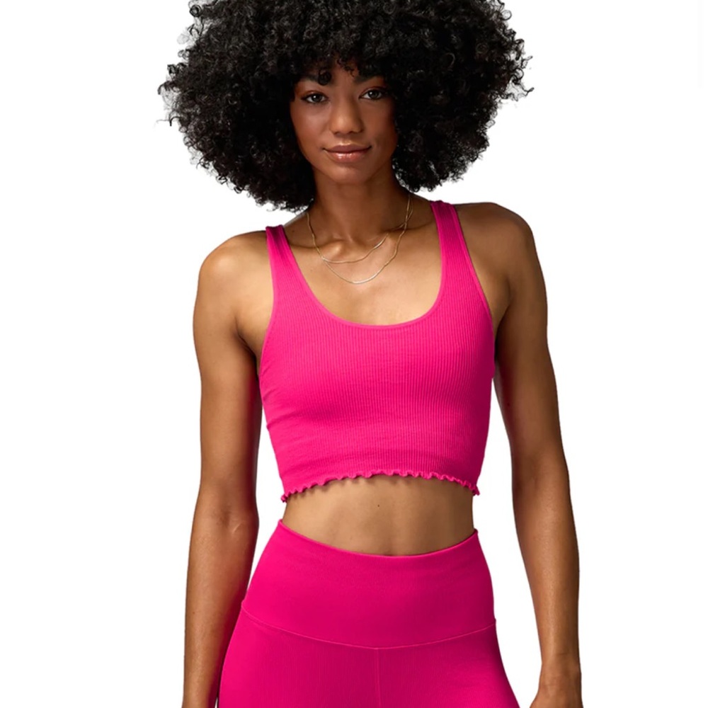 Women's Pink Ribbed Crop Top